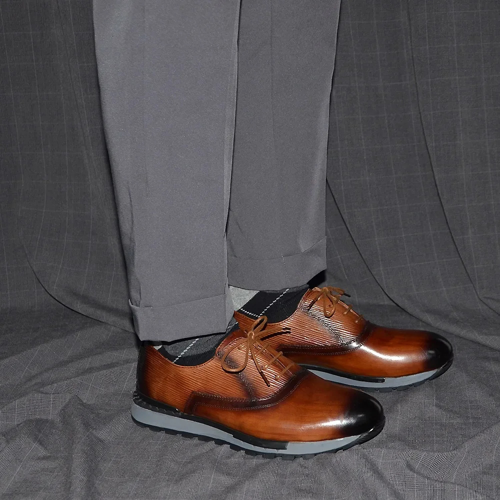 Classy n Genuine Leather Mens Oxford Sneakers Laceup Nonslip Rubber Sole Flat Business Office Casual Footwear Male 250717