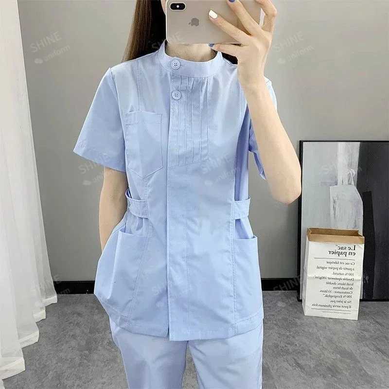 white Medical Uniforms Women Nursing Clothes Beauty Costume Nurse Scrubs Sets Doctor Dentist Workwear Clinical salon Tops Pants Z250718
