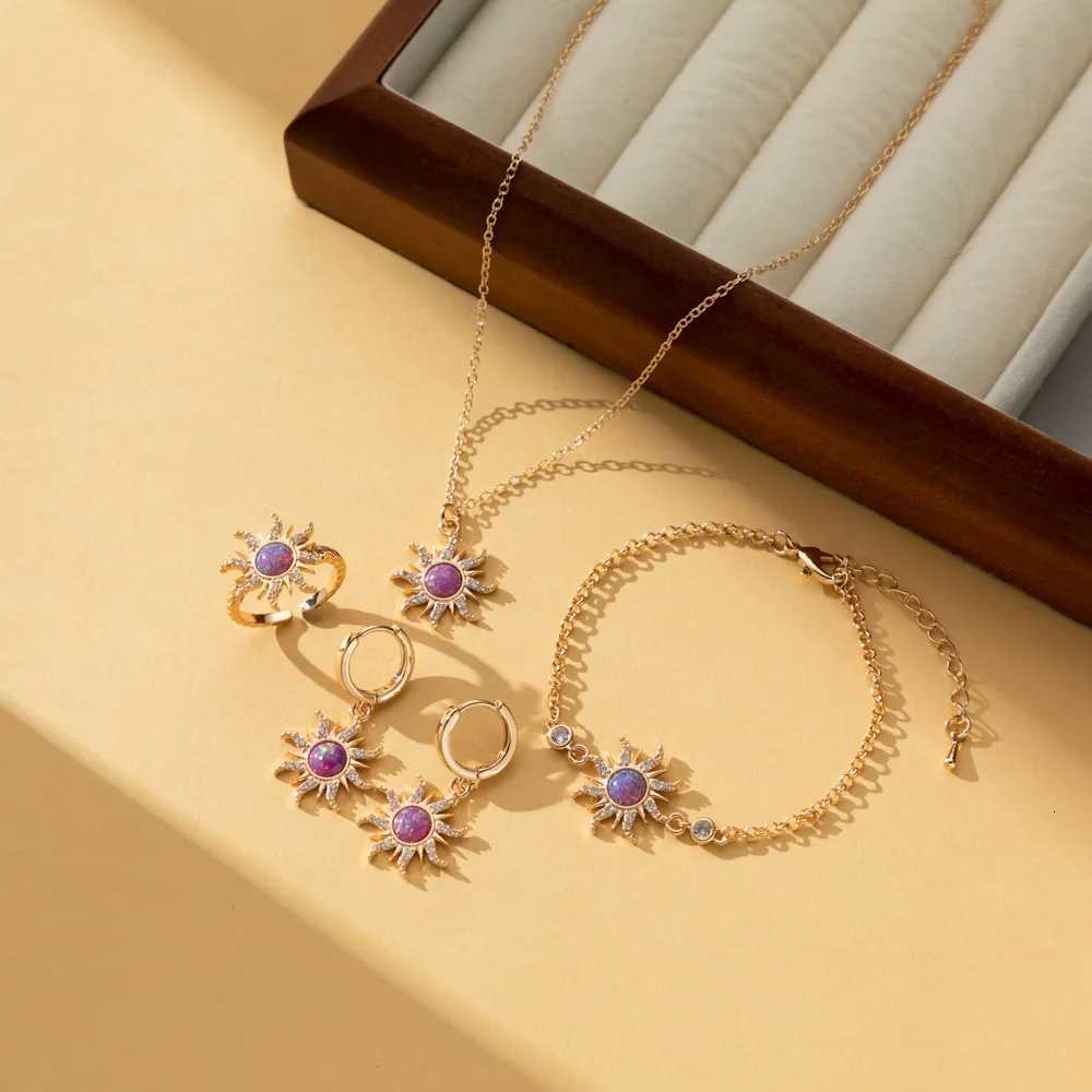 Vintage Sun Ring Wen Girls Fashion Engagement Party Jewelry Accessories Gold Plated Adjustable Opal Stone Rings Gift X250718