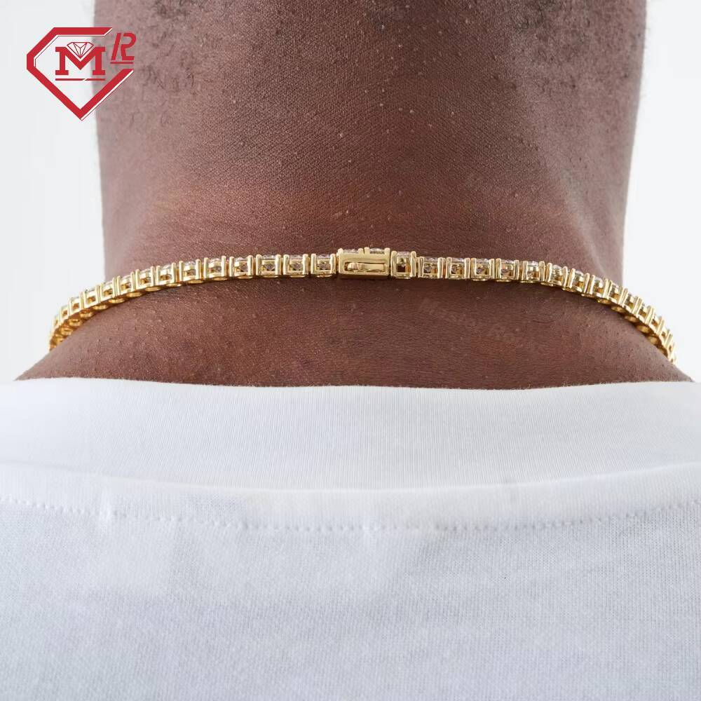 Custom 925 Sterling Silver 5mm Diamond Necklace Men Jewelry Hip Hop Moissanite Tennis Chain