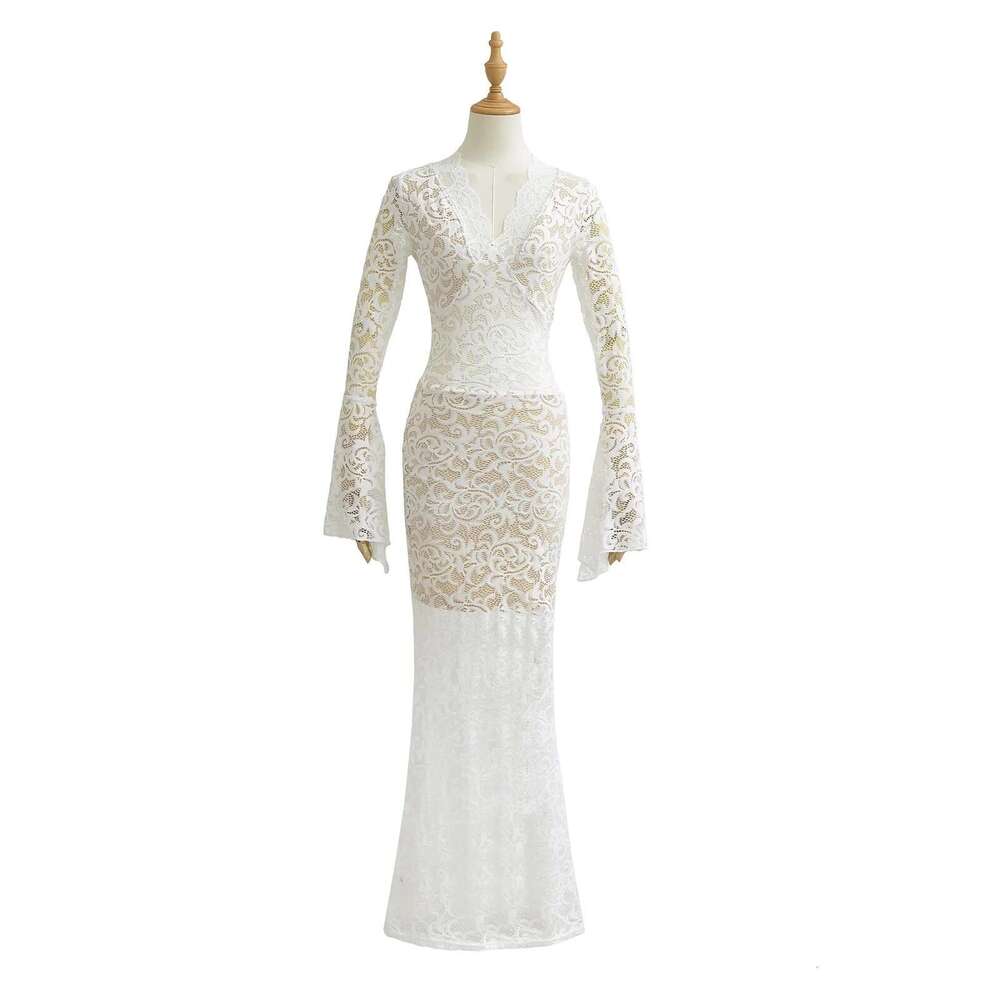 Lace For Women Early Autumn French Style Elegant Long Bodycon Slim Waist Dress Ins B5