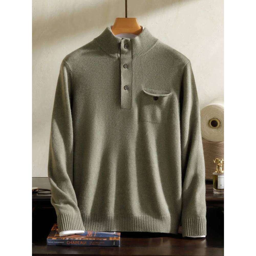 High Quality Men's 100% Sweater Autumn Winter Thick Pullover Long Sleeve Smart Casual Cashmere Knitwear Soft Warm Tops