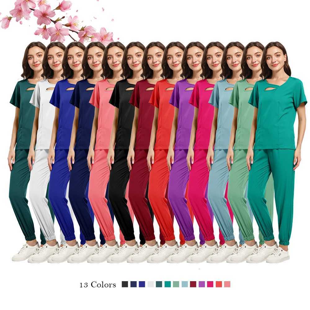 Fashion Women Workwear Scrub Tops+pant Medical Uniform Surgery Scrubs Shirt Short Sleeve Pet Shop Doctor Nurse Nursing Uniform Z250718