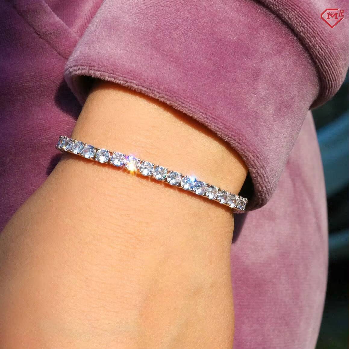 4mm Moissanite Tennis Chain in Stock Women Men 925 Sterling Silver Hiphop VVS Moissanite Tennis Chain