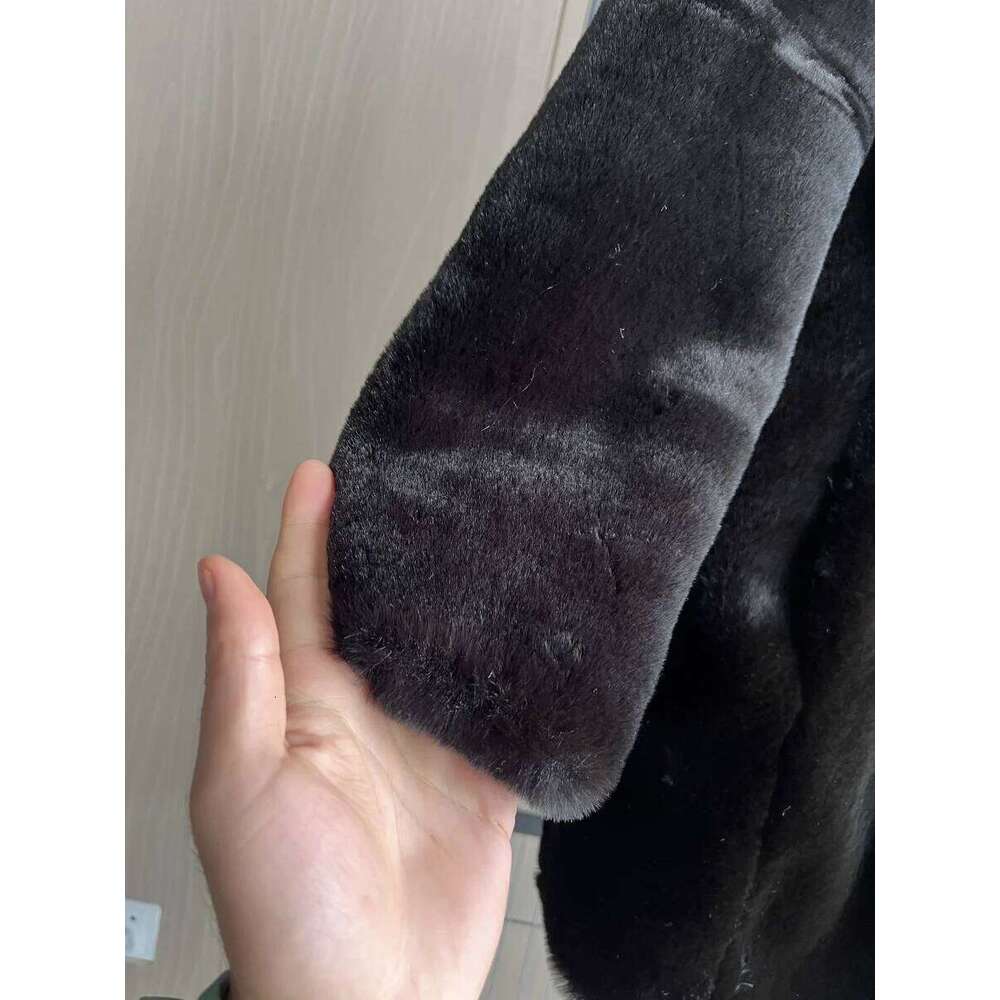 ETJ 2024 Winter Traf Women's Elegant Fashion Black Lapel Faux Fur Soft Thick Warm Coat 1255770