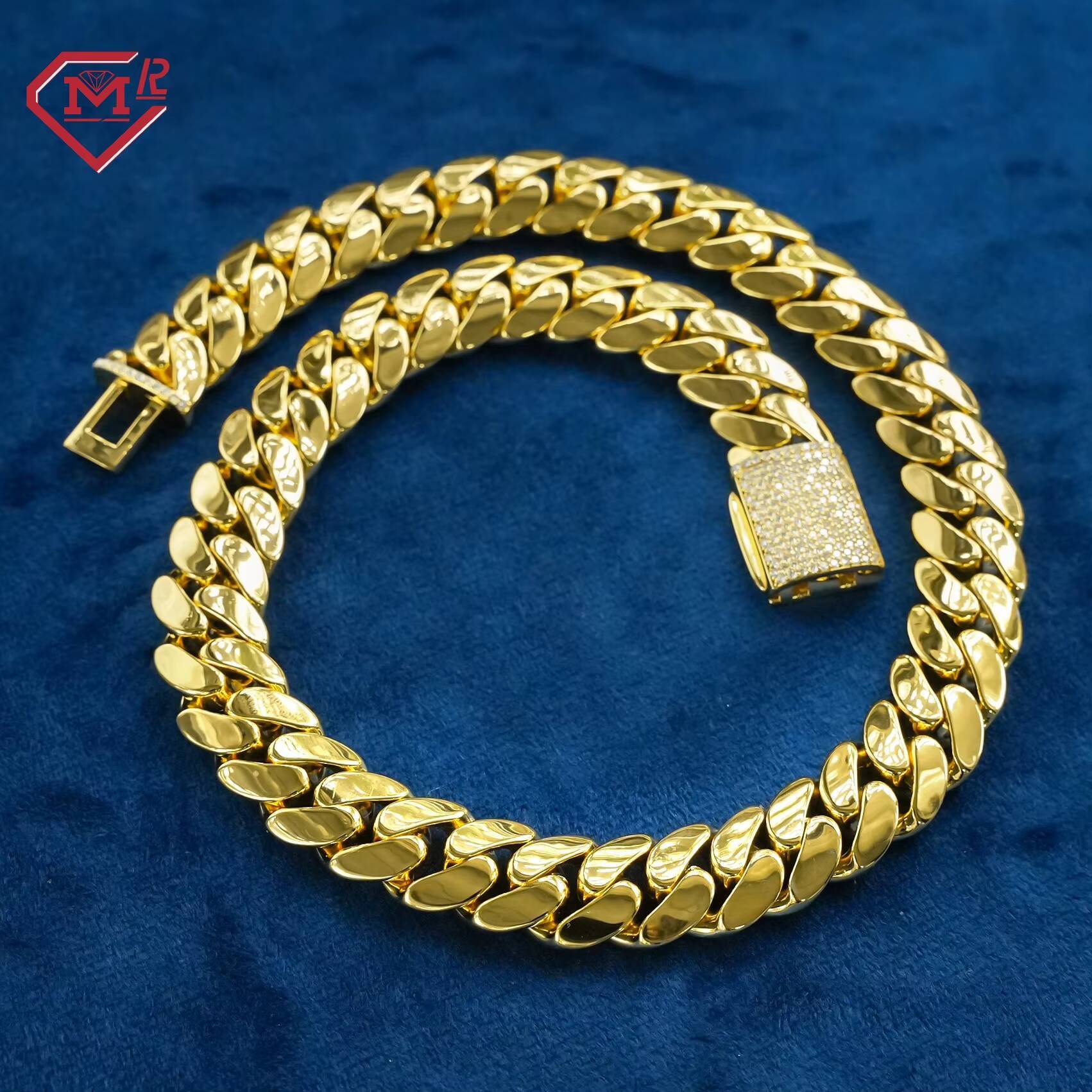 10K/14K/18K Gold Plated Cuban Link Chain Plain Necklace Custom Hip Hop Jewelry Moissanite Chain