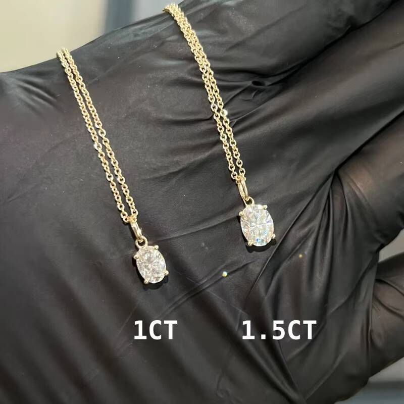 Classic Fine Jewelry Moissanite Necklace Women Oval Cut 14K Gold VVS Diamond Jewelry Moissanite Pendant