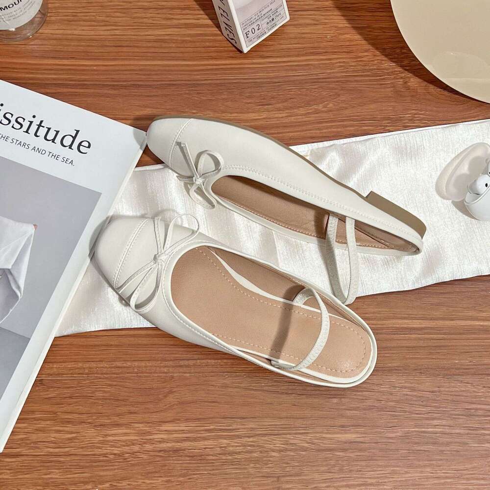Summer New Half-Slip for Women with Bowknot Closed-Toe Sandals 2025 French Light Luxury Mules Slippers