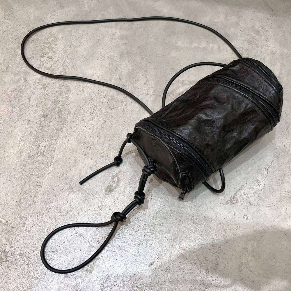 Handmade leather sheepskin shoulder messenger bag handbag women's style foldable