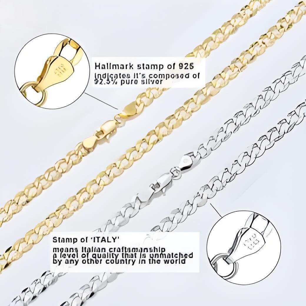 Rinntin Gold Over Sterling Sier 3mm/5mm Italian Dia Cut Cuban Link Curb Chain Necklace for Women Men Jewelry SC60 Good quality