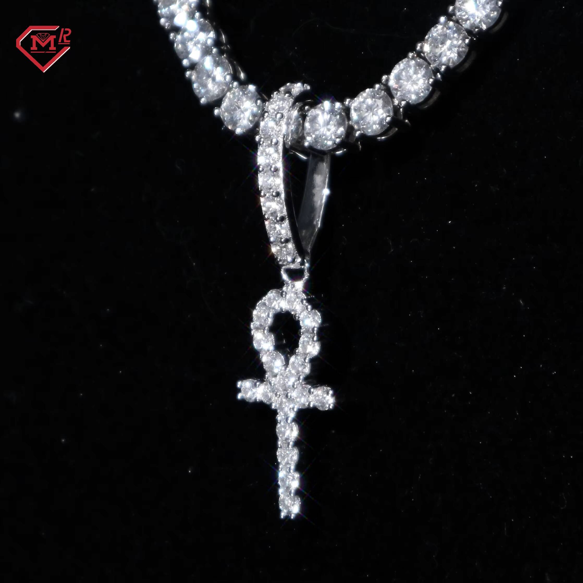 Hiphop Moissanite Cross Pendant Custom Gra Certificate 925 Silver Vvs Iced Out Moissanite Pendant