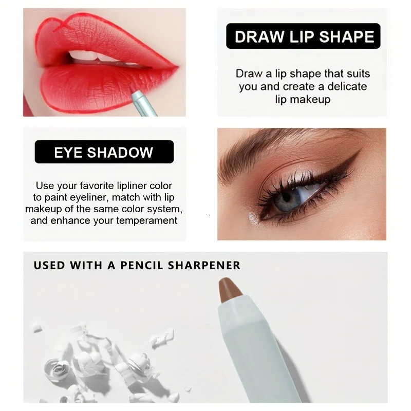 12pcs Lip Liner Pen 12 Colors Waterproof And Sweat-proof Not Easy To Fade Non-stick Cup Nude Lipstick Pencil SET 250716