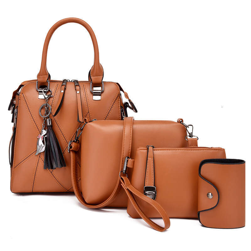 New Style Patchwork Simple Four-Piece Set Mother-Daughter Large Capacity Shoulder Handbag Crossbody Bag