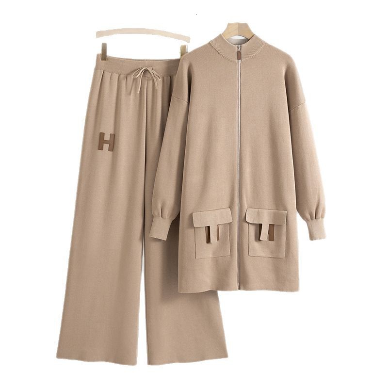 Elegant Fashion Casual Little Elegant Style Set Mid-Length Knitted Cardigan Pants Two-Piece Set for Women Spring and Autumn 250718