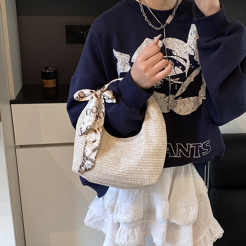 2025 Summer New Women's Single Shoulder Crossbody Bag Rural Vacation Style Large Capacity Leisure Beach Bag Single Shoulder trend Weaving Bag New