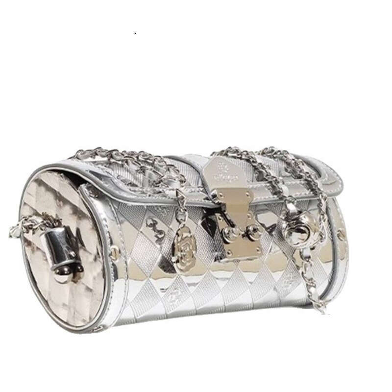 Leather Bag Bucket Bag Tote Bag Mirror Silver Papillon Cylinder Chain For Women Spring Summer New Quilted Lock Shoulder Crossbody Bag