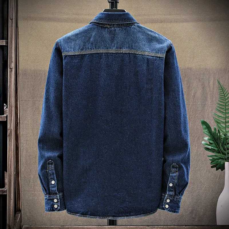 2025 Autumn New Style High Quality Denim Shirts Mens Fashion Casual Long Sleeve Jeans Shirt Solid Color Shirt Men Size M-XXXL X2507181