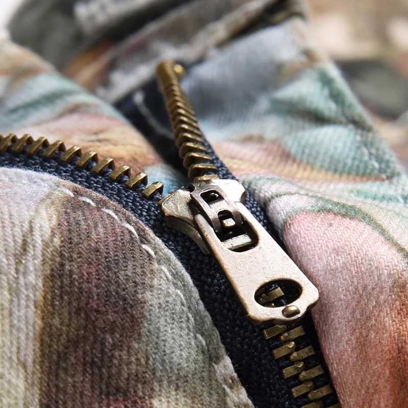 2024 Spring Autumn Mens Printed Jeans Streetwear HIP HOP Punk Painted Stretch Jeans Trendy Straight Denim Trousers X250718