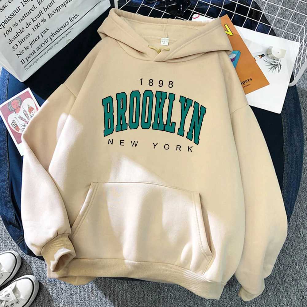 1898 Brooklyn New York Printed Women Hoodies Fashion Fce Hoody Creativity USA Pullover Street Loose Womens Clothing XJ250717