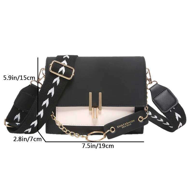 2024 Spring New Color Contrast Fashion PU Shoulder Bag, Suitable For Business Commute Shopping Party Friends