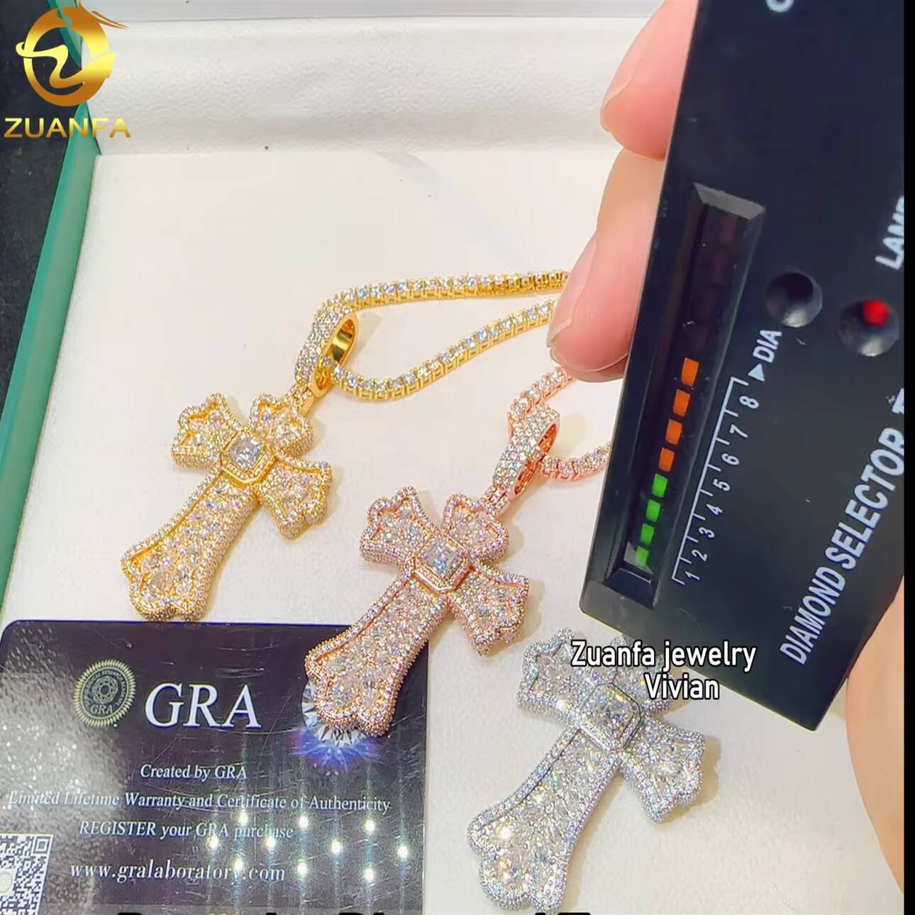 Custom Hip Hop Moissanite Diamond Pendant VVS Color Sterling Silver 925 Iced Fine Jewelry Moissanite Cross Pendant