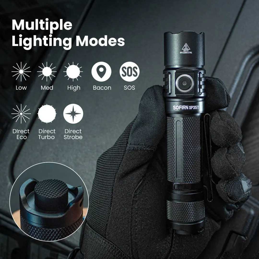 3800lm Tactical 21700 Flashlight Powerful LED Light USB C Rechargeable Torch with Dual Switch Power Indicator ATR R250718