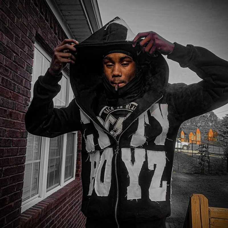 Mens Clothing Streetwear Patchwork Graphic Letter Hoodies Y2k Top Oversized Zip Up Hoodies Harajuku Sweatshirt Goth Mens Clothing X250718