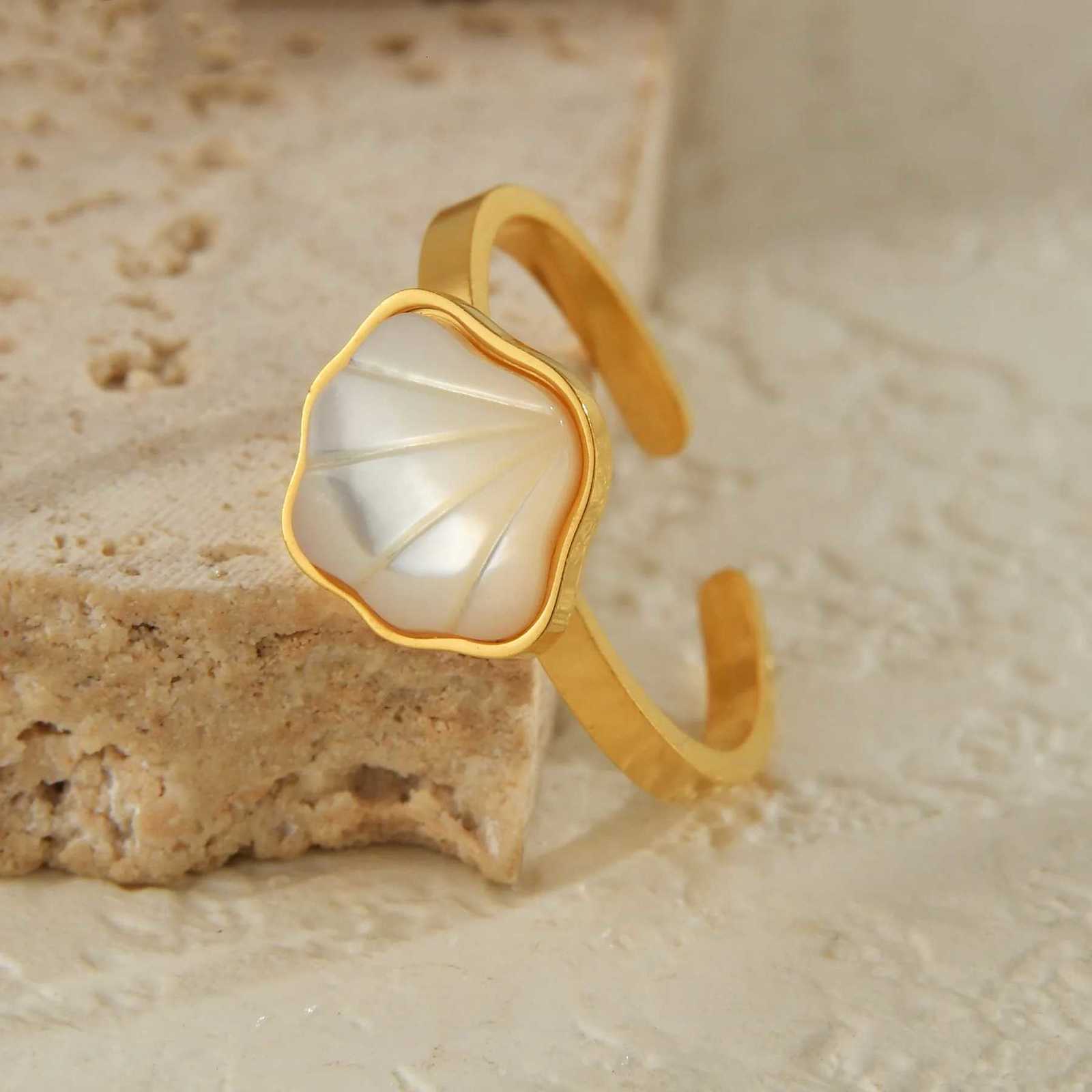 Ocean Element Ring for Women Men Stainless Steel Gold Color Starfish Shell Open Rings Sea Series Jewelry Couple Gift X250718