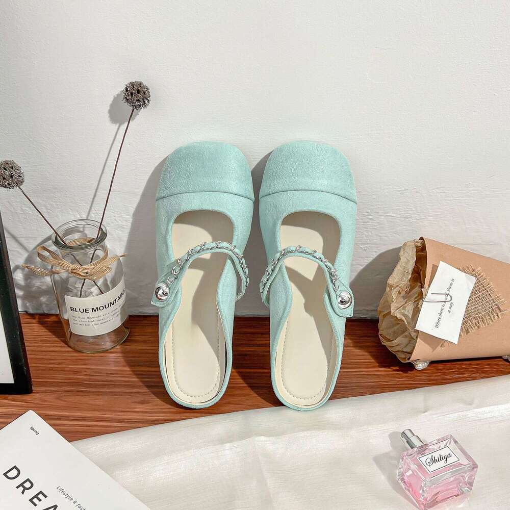 2025 Fashion Closed-Toe Single Shoes for Women, Back Air Quality Slip-On Mules, Half-Slip Thick-Soled Height-Increasing Women's Shoes, Versatile