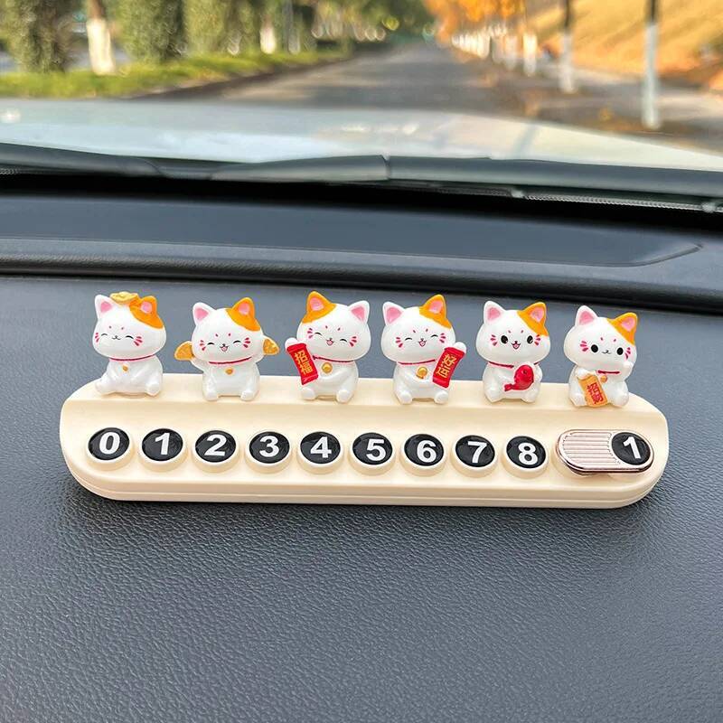 Anime Cute Cat Cartoon Temporary Interior Decor Moving Car Parking Sign Telephone Card Hide Number
