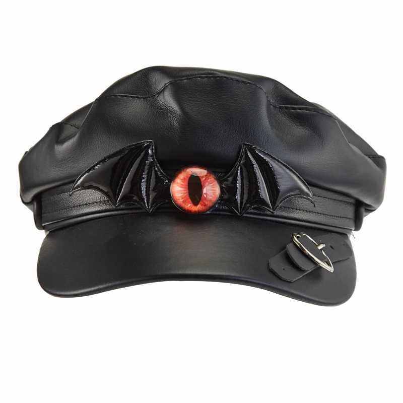 Steampunk Newsboy Hat Gothic Black Bat Wings Evil Eye Cap Halloween Cosplay Hat Decorations L250718