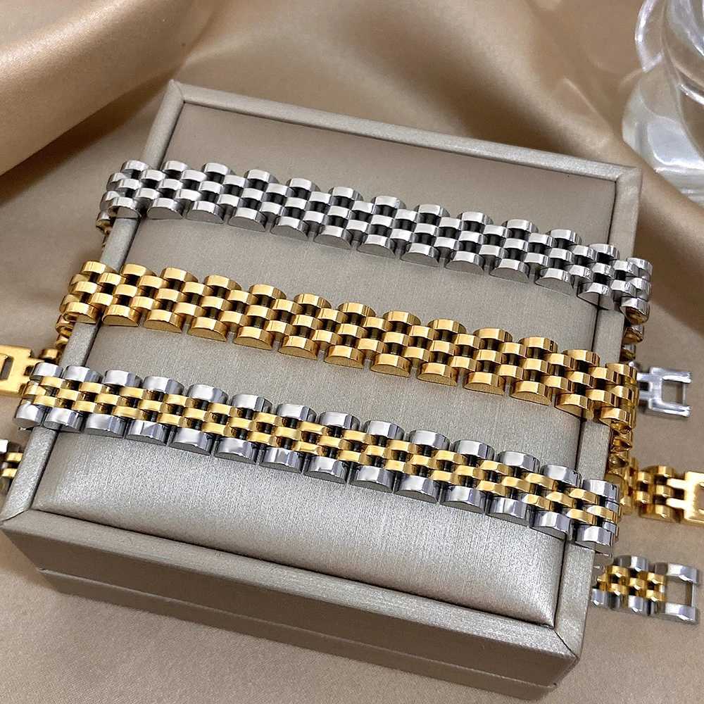5-layer 10mm Beaded Mens Bracelet Two Tone Classic Stainless Steel Band Series Watch Chain Bangle Jewelry For Men X250718