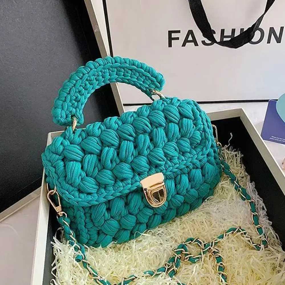 Stylish Handmade DIY Knitted Handbag Woven Texture Bohemian Rope Woven Handbag Casual Style DIY Messenger Bag Daily Use Z250718