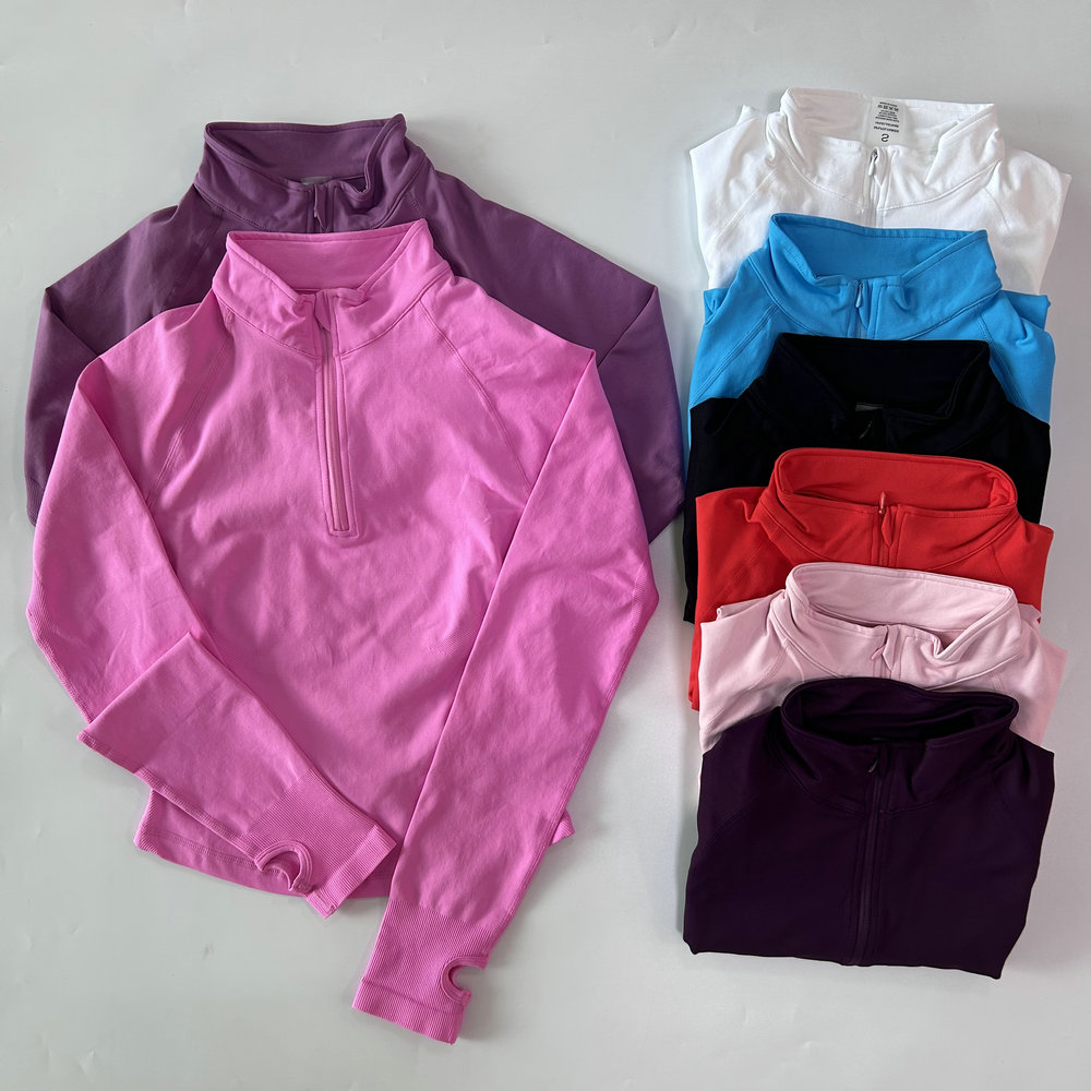 2pcs Sport Sets Long Sleeve Jacket Yoga Top With Half Zip Coat Women Push Up Shorts Fiess Suits Seamless Running Workout Set Clothing Activewear