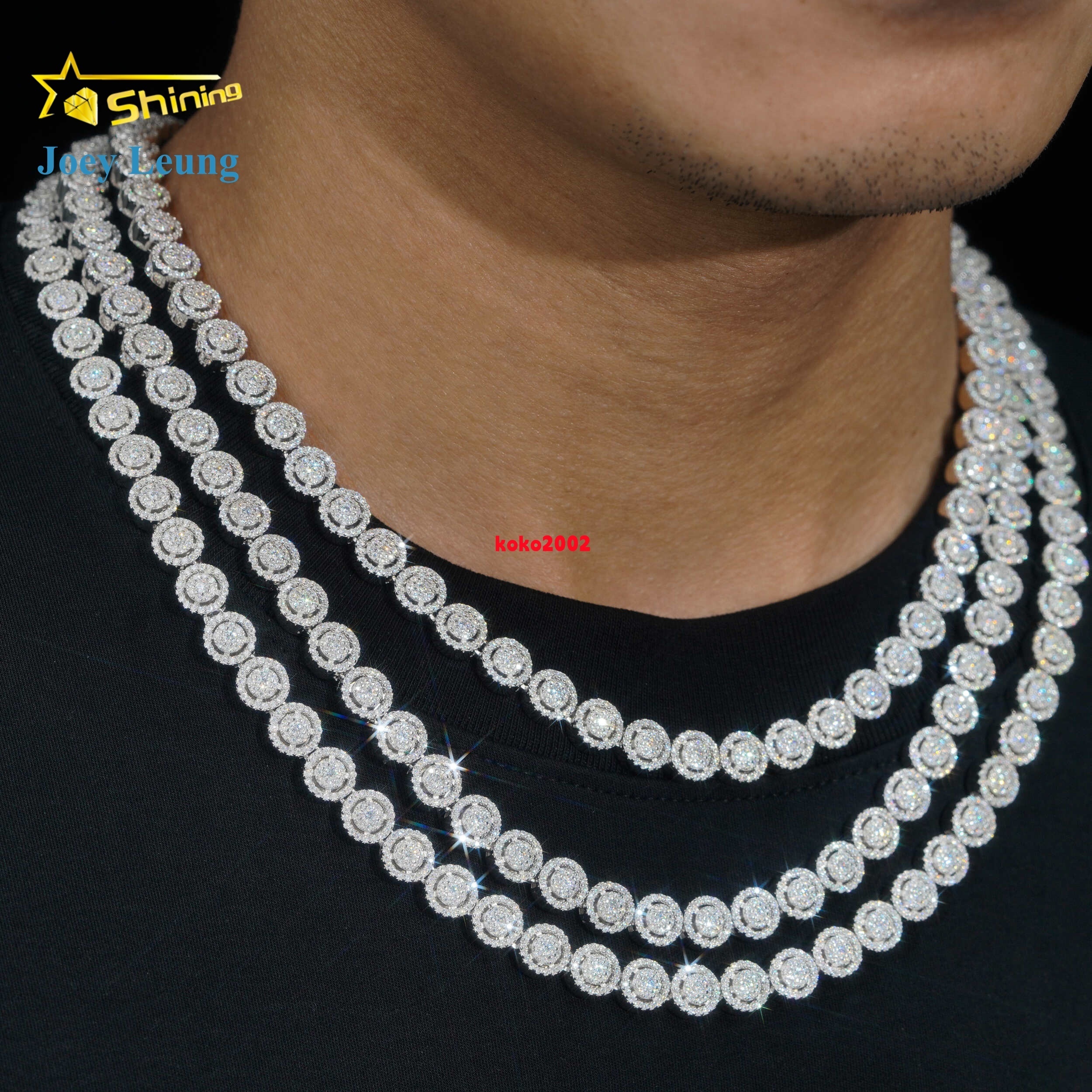 Wholesale Price 8mm Spiked Moissanite Cuban Link Chain 14k Gold Plated 925 Silver Iced Out Vvs Moissanite Necklace Bracelet
