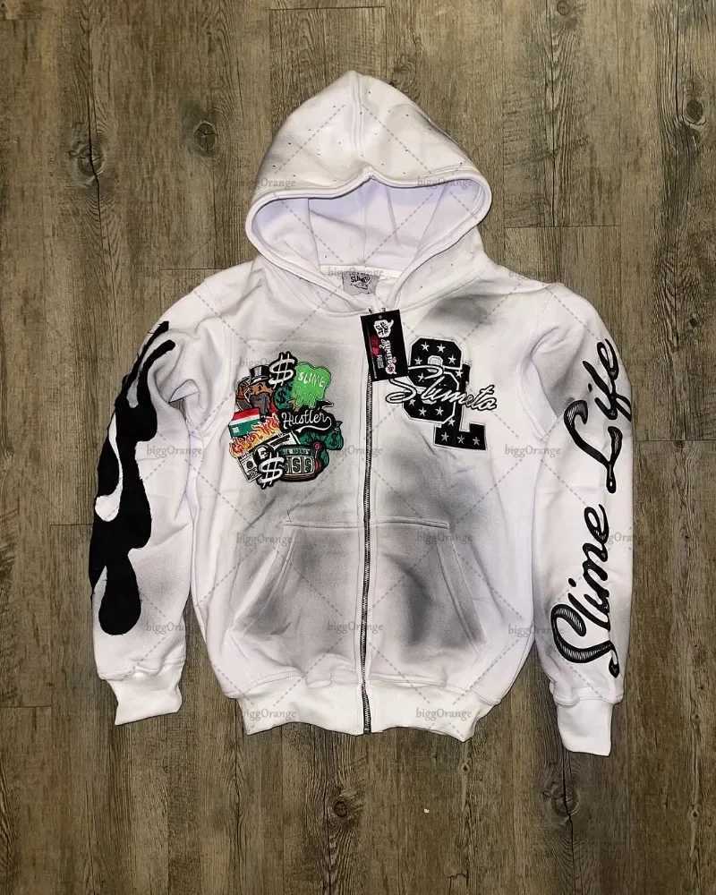 American Street Harajuku Zipper Sweatshirt Personality Gothpunk Letter Flame Embroidery Clothing Oversized Loose Hoodie Couple X250718