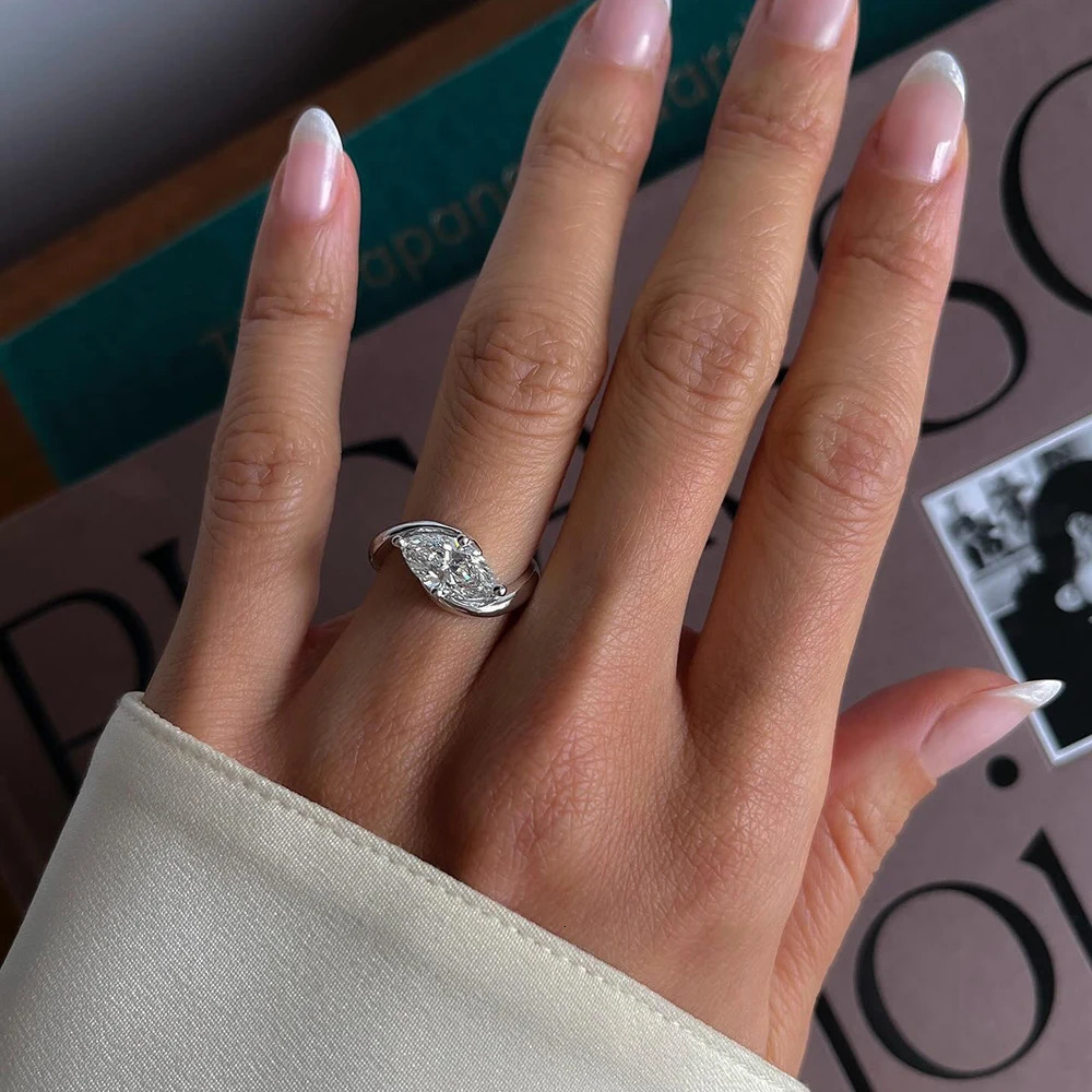 BXINY 1/2CT Marquise Ring S925 Silver 18K Gold Plated for Women Men Solitaire Wedding Band Gift Fine Jewelry with GRA 250712