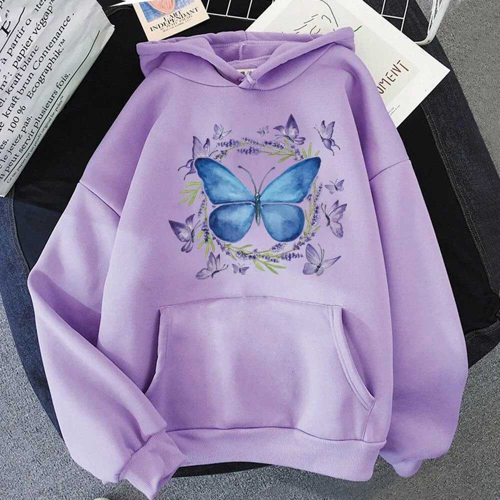 Fashion Butterfly Printed Hoodie Autumn/Winter Casual Hooded Long Sleeve Pullover Sweatshirt XJ250717