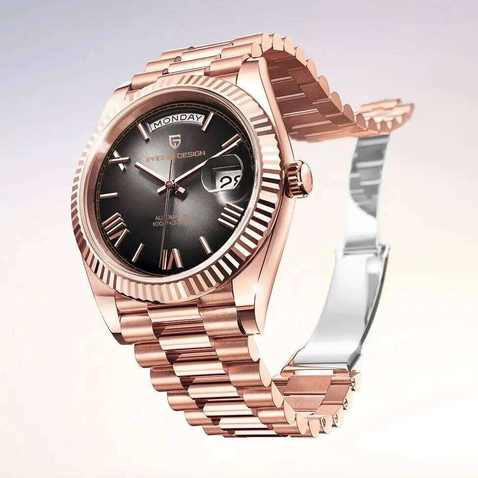PAGANI DESIGN 2025 New Rose Gold DD40 Automatic Watch For NH36A Mechanical Wristwatch Men Stainless steel Waterproof free shipping