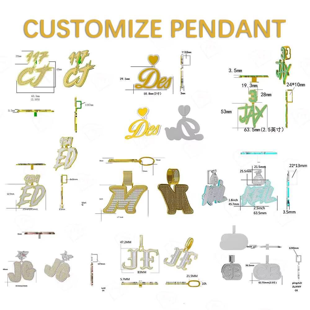 Factory Price Moissanite Pendant Men Sparkling 925 Sterling Silver Vvs Iced Out Moissanite Pendant