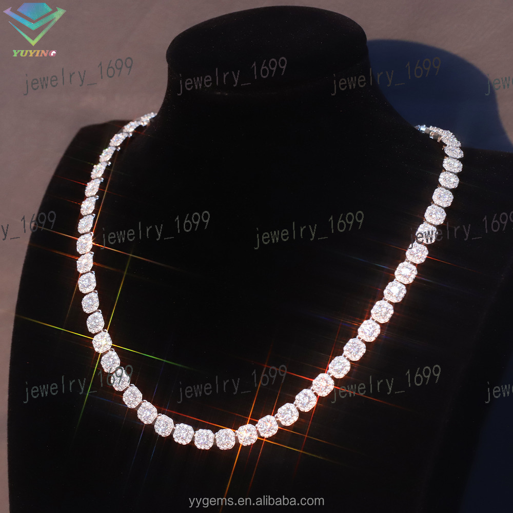 8mm 12mm Large Tennis Chain Big Moissanite 925 Sterling Silver Tennis Chain Mens VVS Diamond Link Necklace