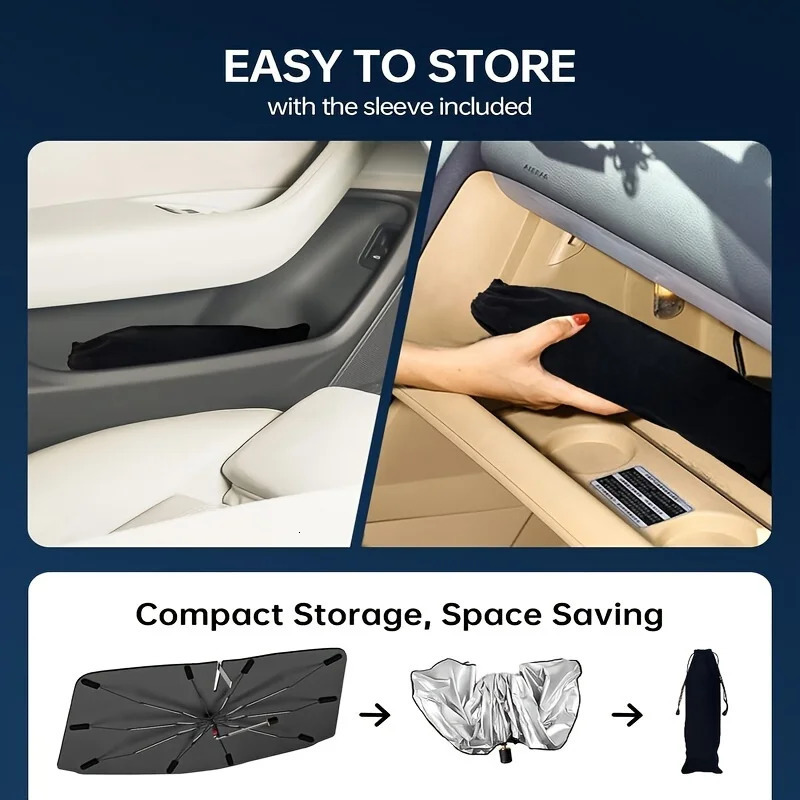 Car Umbrella Sunshade Windshield Front Cover Window Foldable Sun Shade Block Heat Portable Bent Parasol Auto Curved Model Shades 250715