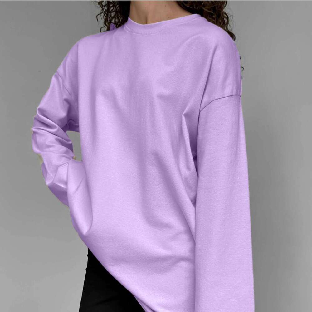 Spring And Autumn New Style Pure Cotton Long Sleeve T-Shirt For Women Handmade Frayed Loose Top 3316 B5