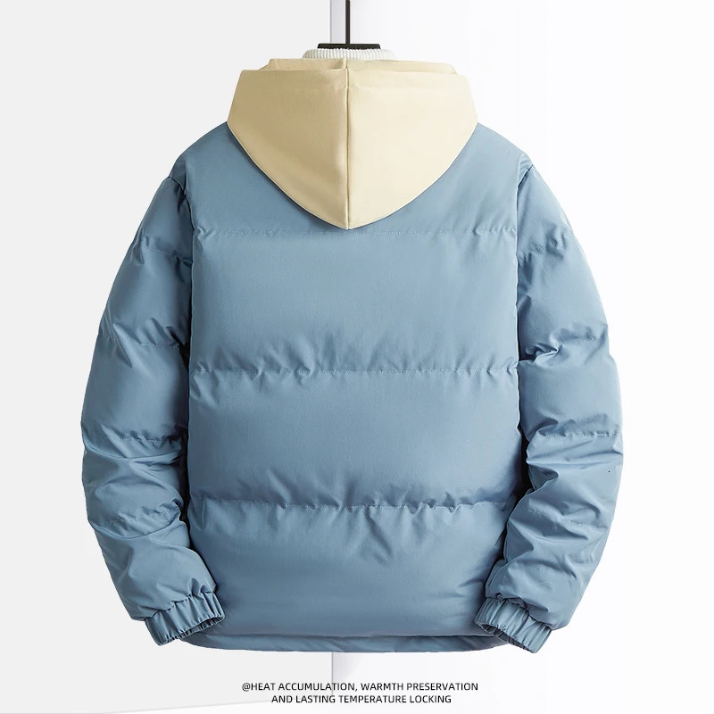 Solid Color Hooded Collar Male Windbreak Cotton Padded Down Jacket Warm Thick Men Parka Winter Casual Mens Outwear Parkas 250716