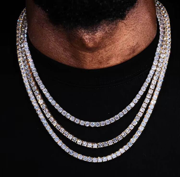 Cheapest Price Tennis Chain Necklaces Iced Out Hip Hop Fine Jewelry 3-6mm 925 Silver Moissanite Tennis Chain
