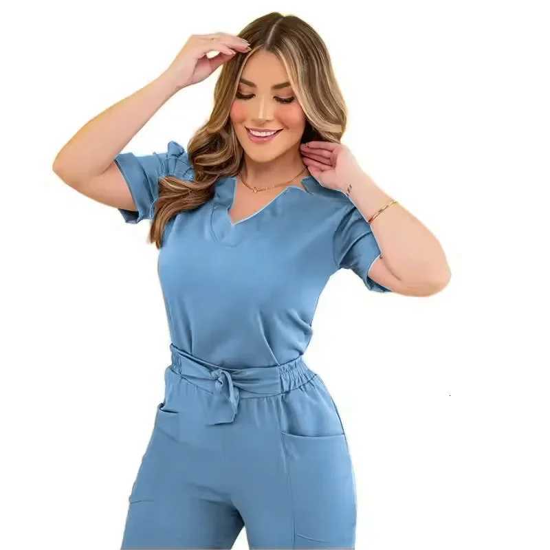 Surgical Uniforms Woman Nursing Enfermeria Sets Top Pant Articles Medical Uniform Scrub Clinical Beauty Salon Spa hospital Suits Z250718