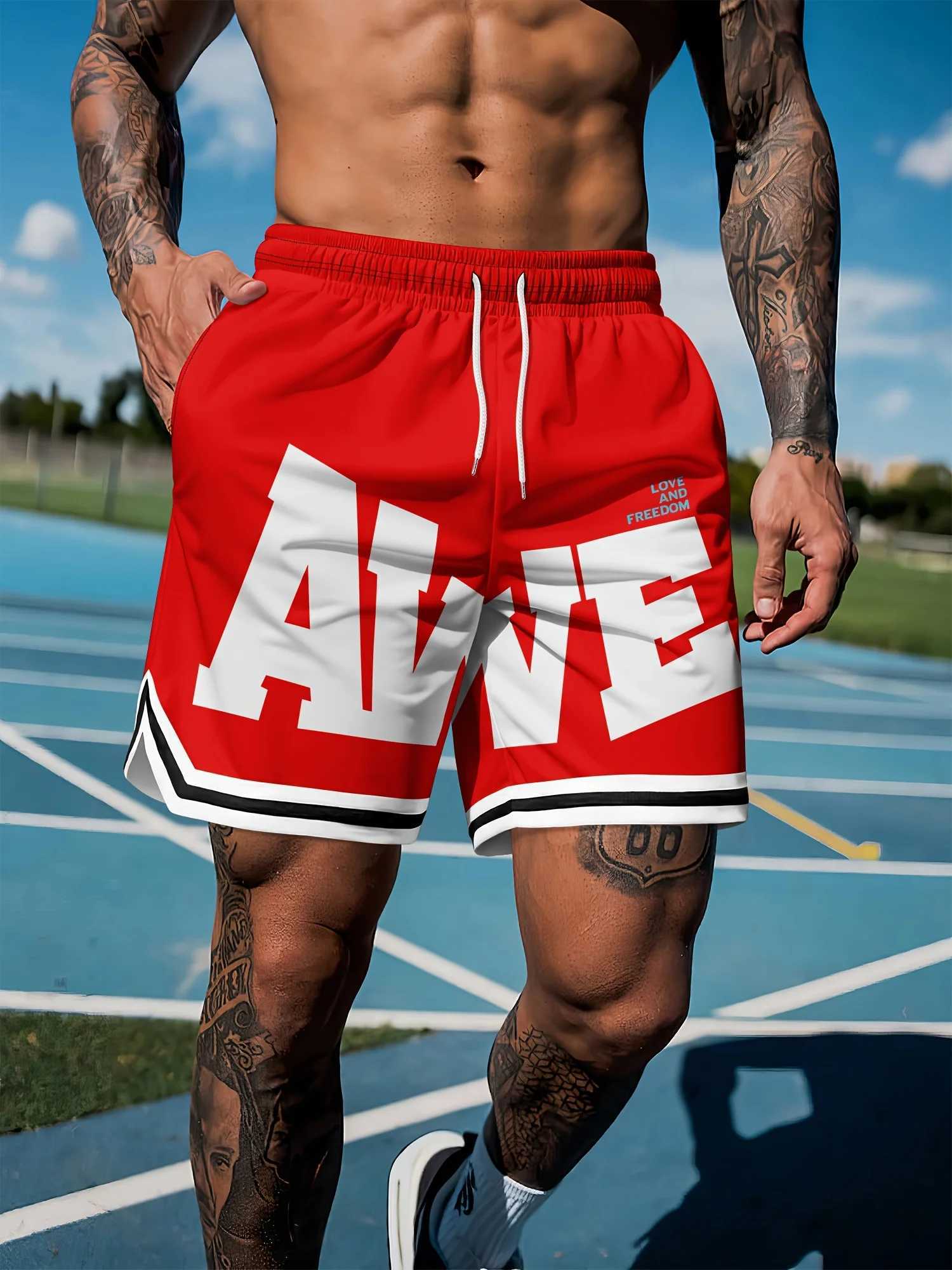 2025 Summer New Mens Shorts 3D Simple Letter Pattern Beach Shorts Quick-drying Outdoor Casual Sports Shorts W250718
