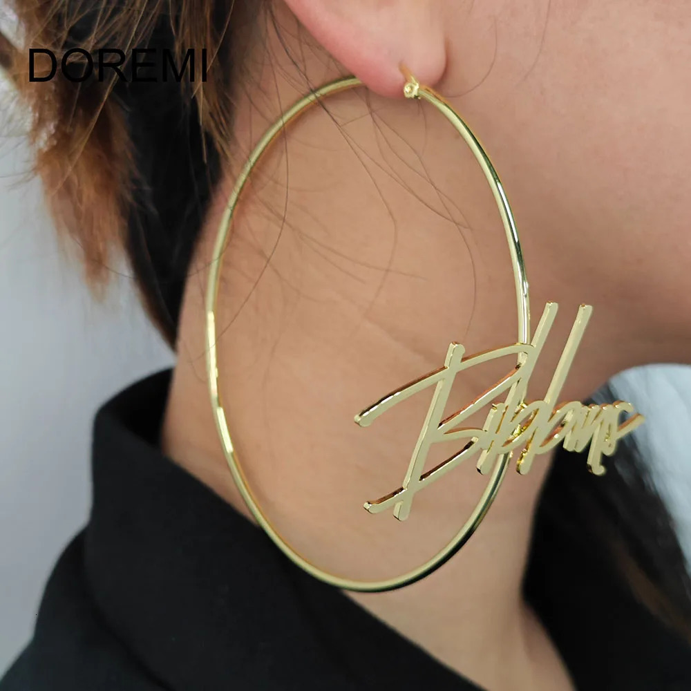 DOREMI Custom Name Earring With Stainless Steel Letter Round Drop Name Custom Name Earrings Female Anti-allergy Jewelry 250716