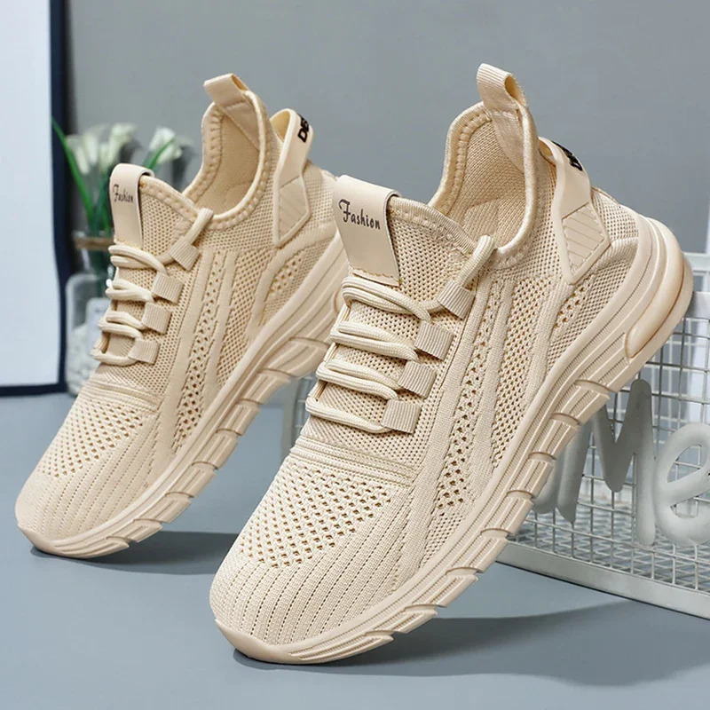Breathable Knit Running Shoes for Women Spring Fashion Casual Platform Sneakers Lightweight AntiSlip Sports Shoes 250717