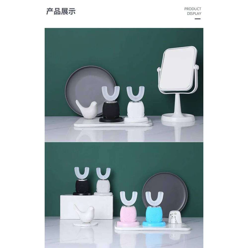 Silicone Sonic Electric U Shape 360 Degree Mouth Cleansing Automatic Toothbrush Cold Blue Light Teeth Whitening Brush X250718